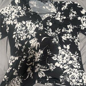 Cocomo Black and White Floral Button Down Shirt